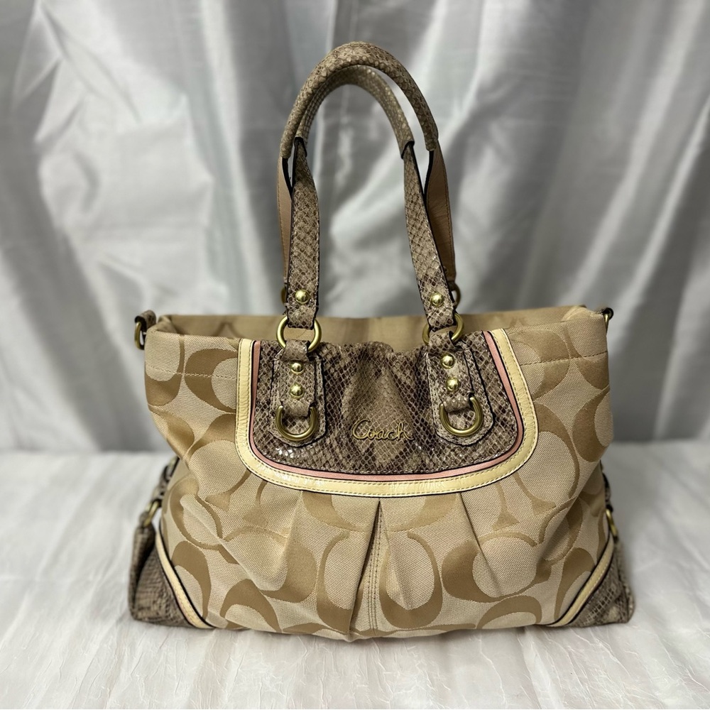 Coach tan and python bag - Picture 2 of 10